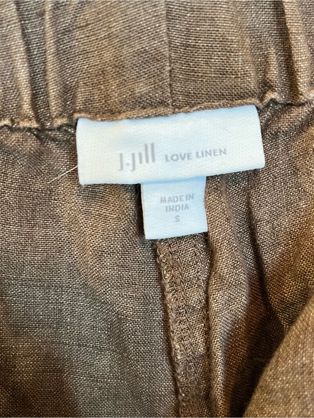 J Jill Love Linen Wide Leg Crop Pants Brown Womens Size Small Elastic Waist - Picture 5 of 8